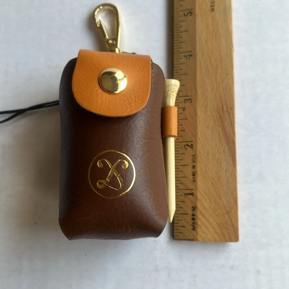 Italian Leather Golf Ball & Tee Holder with Belt or Golf Bag Attachments - Picture 8 of 9